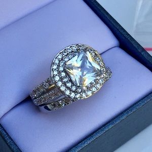 18k gold plated wedding Engagement ring band set